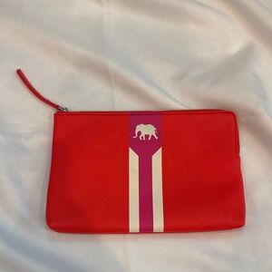 Stella & Dot Red Clutch Pouch with Elephant